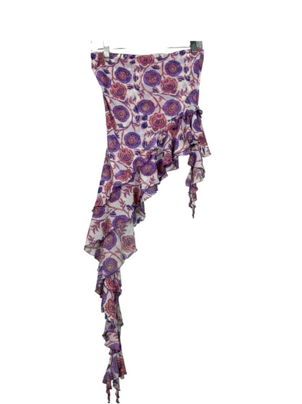 SOLD Free People Brooke Taylor Fairy Floral Purple Mesh Asymmetrical Tube Top Sz - Picture 2 of 6